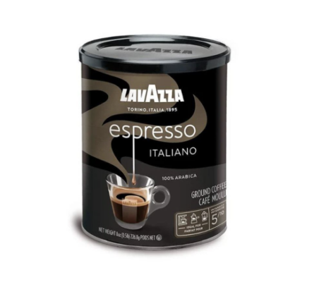 Lavazza Caffe Espresso Ground Coffee on the white background