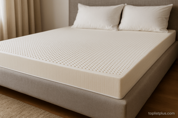 ภาพที่นอนยางพารา ยี่ห้อไหนดี วางอยู่บนเตียงในห้องนอนที่ตกแต่งเรียบหรู