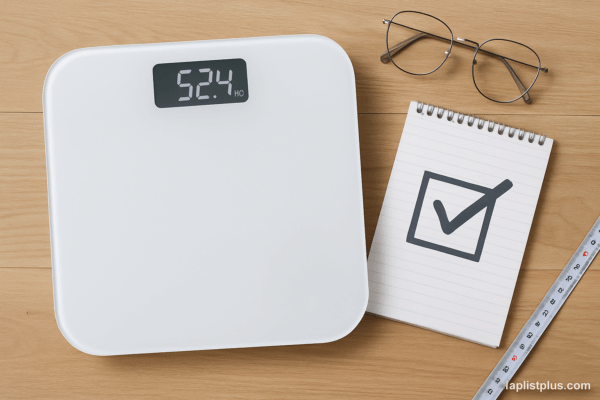 ภาพประกอบบทความ SEO หัวข้อบทสรุปเกี่ยวกับ “เครื่องชั่งน้ำหนัก ยี่ห้อไหนดี” แสดงเครื่องชั่งน้ำหนักดิจิตอลสีขาวดีไซน์เรียบหรู พร้อมอุปกรณ์ประกอบฉากบนพื้นไม้