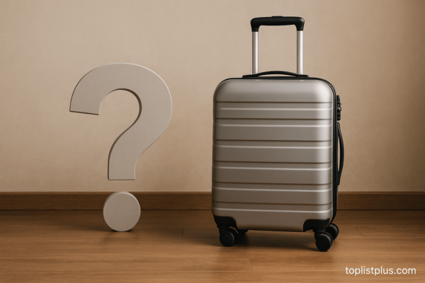 ภาพตกแต่งสำหรับหัวข้อคำถามที่พบบ่อย แสดงกระเป๋าเดินทางพร้อมเครื่องหมายคำถาม เหมาะกับบทความที่ใช้ Focus Keyphrase ว่า "กระเป๋าเดินทาง ยี่ห้อไหนดี"