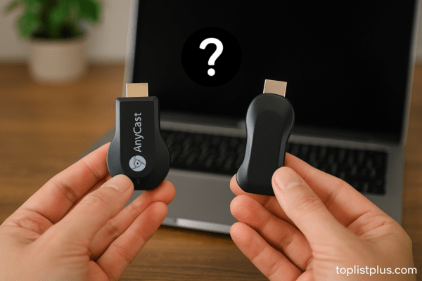 ภาพเปรียบเทียบอุปกรณ์ Anycast สองรุ่นประกอบบทความ Anycast รุ่นไหนดี