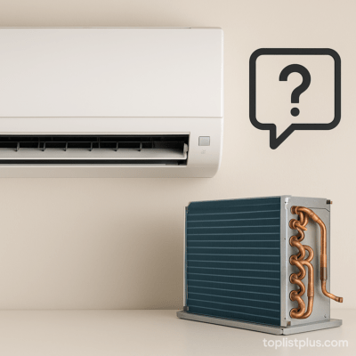 ภาพประกอบคำถามที่พบบ่อยเกี่ยวกับแอร์ คอยล์ทองแดง ยี่ห้อไหนดี พร้อมคอยล์ทองแดงด้านขวาและเครื่องปรับอากาศติดผนังด้านซ้าย