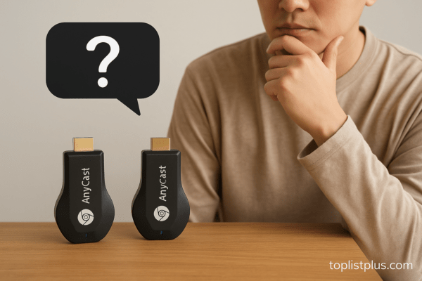 ภาพคนกำลังพิจารณา Anycast สองรุ่นเพื่อประกอบการตัดสินใจว่า Anycast รุ่นไหนดี