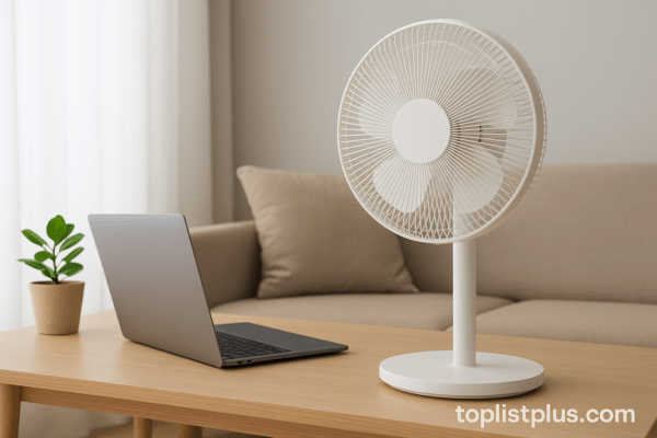พัดลมตั้งพื้น ยี่ห้อไหนดี จัดวางในห้องนั่งเล่นสไตล์โมเดิร์นสำหรับประกอบบทความเคล็ดลับการเลือกซื้อ
