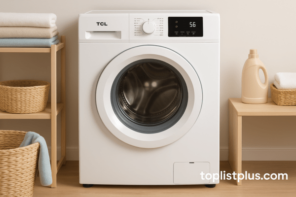 เครื่องซักผ้า TCL รุ่นไหนดี จัดวางในห้องซักผ้าสมัยใหม่ พร้อมอุปกรณ์ซักผ้าครบถ้วน ใช้สำหรับประกอบบทความเคล็ดลับการเลือกซื้อ