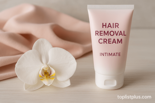 ภาพประกอบบทความ SEO บทสรุป ครีมกําจัดขนจุดซ่อนเร้น ยี่ห้อไหนดี วางคู่กับดอกกล้วยไม้สีขาวและผ้าสีชมพูอ่อน