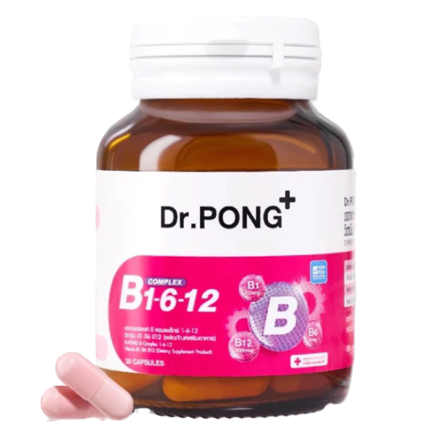 วิตามินบํารุงเลือด ยี่ห้อไหนดี Dr.PONG B Complex 1-6-12 (B1 B6 B12)
