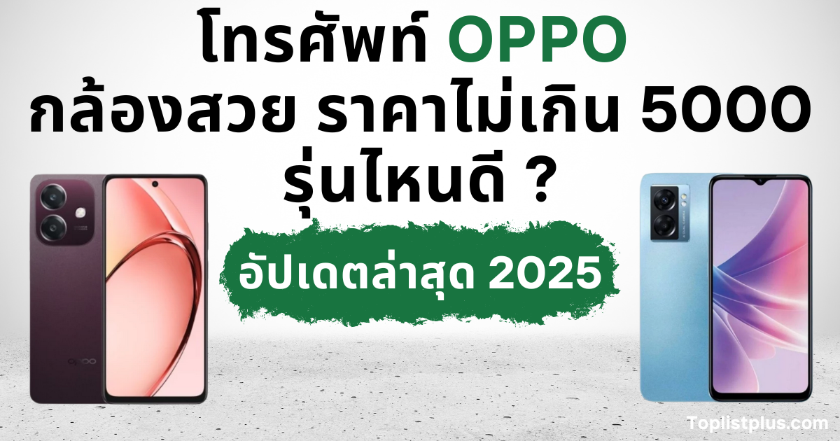 โทรศัพท์ OPPO กล้องสวย ราคาไม่เกิน 5000 รุ่นไหนดี หน้าปกบทความรีวิวแนะนำรุ่นที่กล้องสวยและคุ้มค่าที่สุดในปี 2025