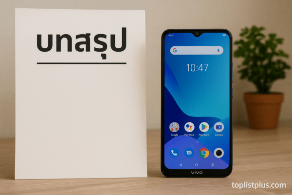 โทรศัพท์ Vivo ราคาไม่เกิน 3000 รุ่นไหนดี วางบนโต๊ะไม้พร้อมฉากหลังทันสมัย เหมาะสำหรับใช้ประกอบบทความ SEO