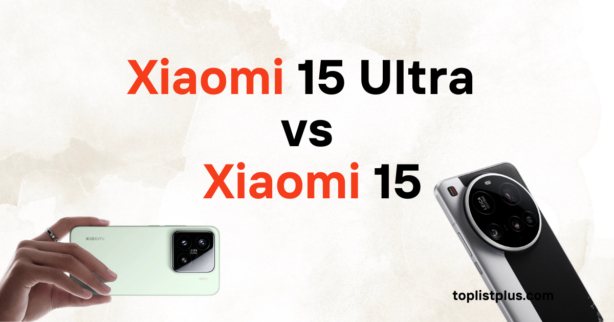 Xiaomi 15 Ultra vs Xiaomi 15: ภาพหน้าปกบทความเปรียบเทียบ โดยมีสมาร์ทโฟน Xiaomi สองเครื่องวางคู่กัน ซึ่งแสดงถึงการเปรียบเทียบโมเดล Ultra และโมเดลปกติ