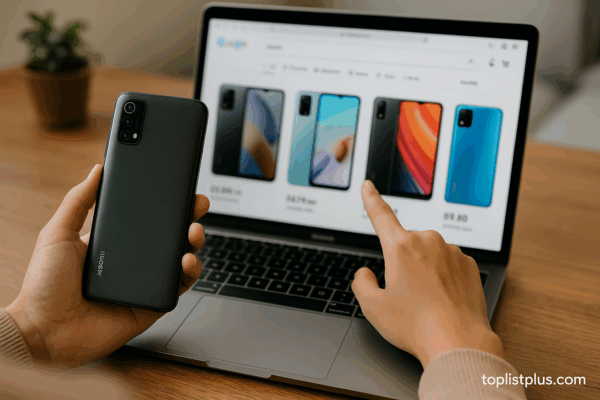 โทรศัพท์ Xiaomi ราคาไม่เกิน 3000 รุ่นไหนดี บนโต๊ะไม้กับแล็ปท็อปและมือถือ