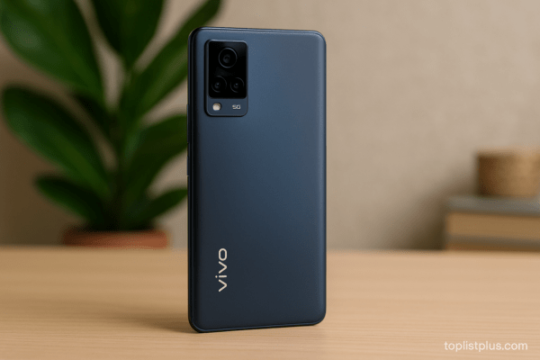 โทรศัพท์ vivo รองรับ 5G รุ่นไหนดี วางอยู่บนโต๊ะพื้นไม้ในบรรยากาศโมเดิร์น พร้อมลายน้ำ toplistplus.com สำหรับประกอบบทความ SEO หัวข้อบทสรุป