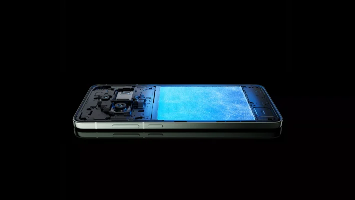 ภาพแสดงโครงสร้างภายในของสมาร์ตโฟน vivo X200 พร้อมระบบระบายความร้อนและชิปประมวลผลขั้นสูง ใช้ประกอบบทความ รีวิว vivo X200