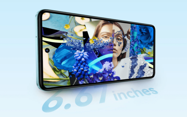 ภาพสมาร์ทโฟน HUAWEI แสดงหน้าจอขนาด 6.67 นิ้ว ที่มีภาพคอลลาจสีน้ำเงินสดใส เพื่อประกอบบทความ HUAWEI ใช้ Google ได้ไหม