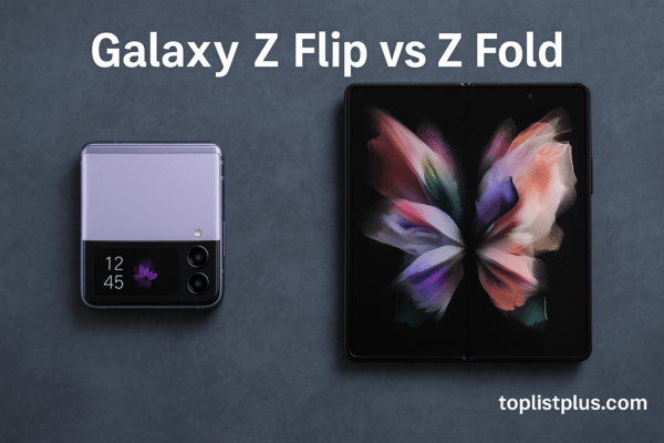 ภาพประกอบบทความเปรียบเทียบ Galaxy Z Flip vs Z Fold แสดงสมาร์ทโฟนทั้งสองรุ่นวางคู่กันอย่างหรูหรา เหมาะสำหรับหัวข้อเปรียบเทียบ Galaxy Z Flip vs Z Fold