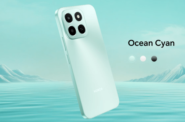 HONOR X6c สี Ocean Cyan | ภาพด้านหลังตัวเครื่อง HONOR X6c สีเขียวทะเล พร้อมชุดกล้องหลังสำหรับการ รีวิว HONOR X6c