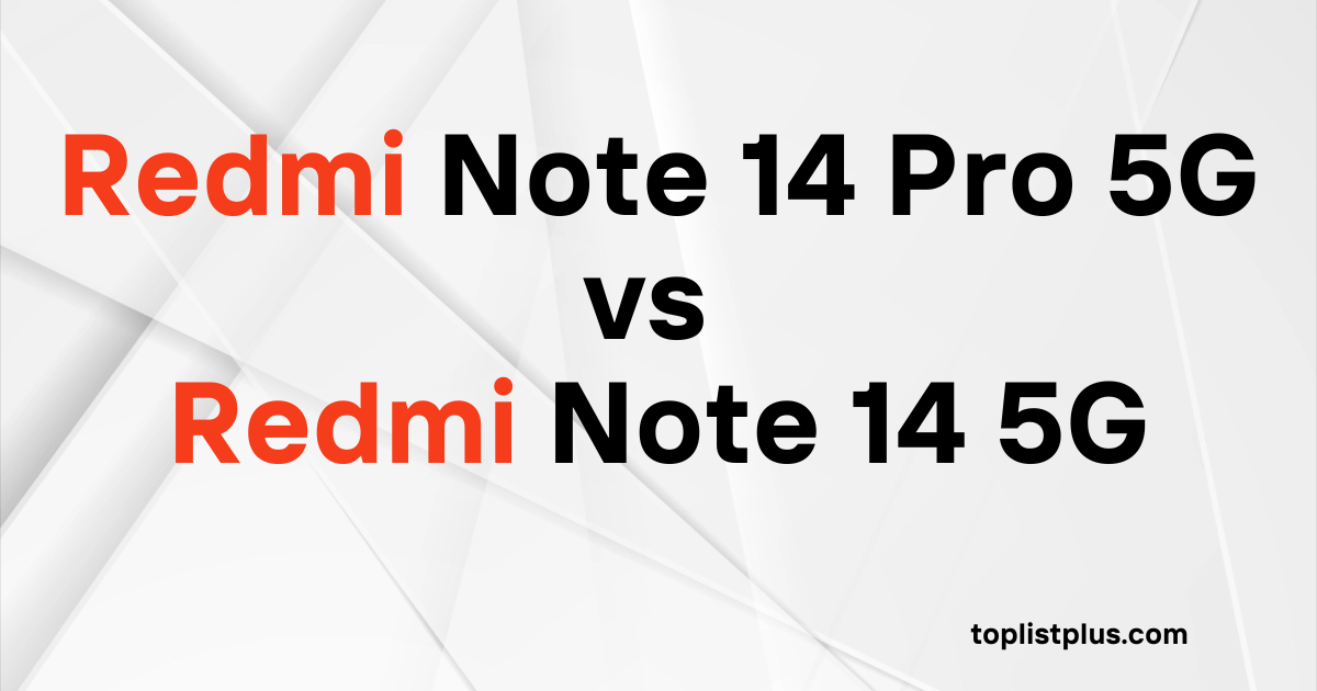 รูปภาพหน้าปกบทความเปรียบเทียบ: $Redmi\ Note\ 14\ Pro\ 5G\ vs\ Redmi\ Note\ 14\ 5G$ บนพื้นหลังสีขาว-เทาเชิงนามธรรม