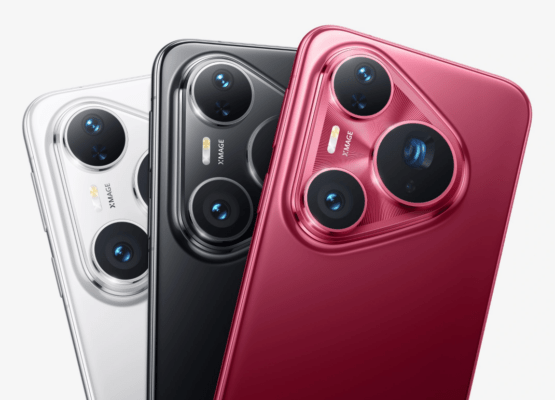 ภาพกล้องหลังของสมาร์ตโฟน HUAWEI Pura 80 Pro ทั้งสามสี แสดงดีไซน์โมดูลกล้องรูปสามเหลี่ยมโดดเด่น เพื่อใช้ประกอบบทความ รีวิว HUAWEI Pura 80 Pro