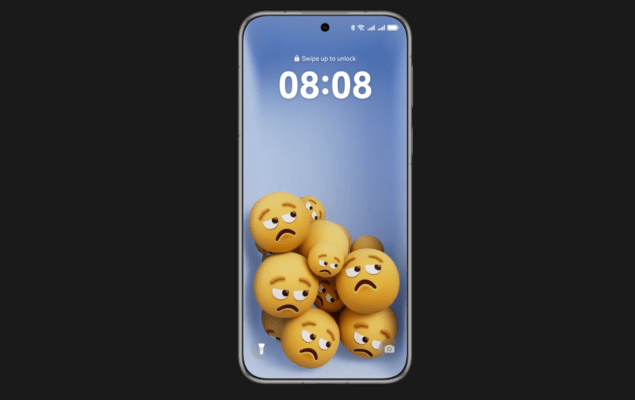 ภาพหน้าจอสมาร์ตโฟน HUAWEI Pura 80 Pro แสดงหน้าล็อกพร้อมอีโมจิสีเหลืองในพื้นหลัง เพื่อใช้ประกอบบทความ รีวิว HUAWEI Pura 80 Pro