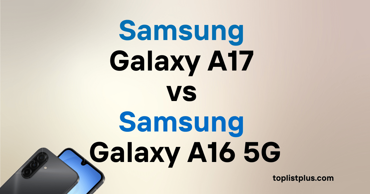 ภาพหน้าปกบทความ Samsung Galaxy A17 vs Samsung Galaxy A16 5G แสดงสมาร์ตโฟนทั้งสองรุ่นในมุมเปรียบเทียบ เพื่อสื่อถึงการรีวิวและเปรียบเทียบคุณสมบัติของแต่ละรุ่น