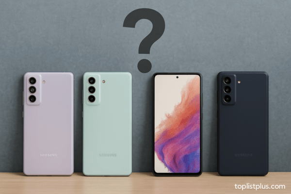 โทรศัพท์ Samsung Galaxy FE รุ่นไหนดี แสดงสมาร์ทโฟนซัมซุงรุ่น FE หลายสีวางเรียงกันบนพื้นหลังสีเรียบ เหมาะสำหรับใช้ในบทความรีวิวโทรศัพท์