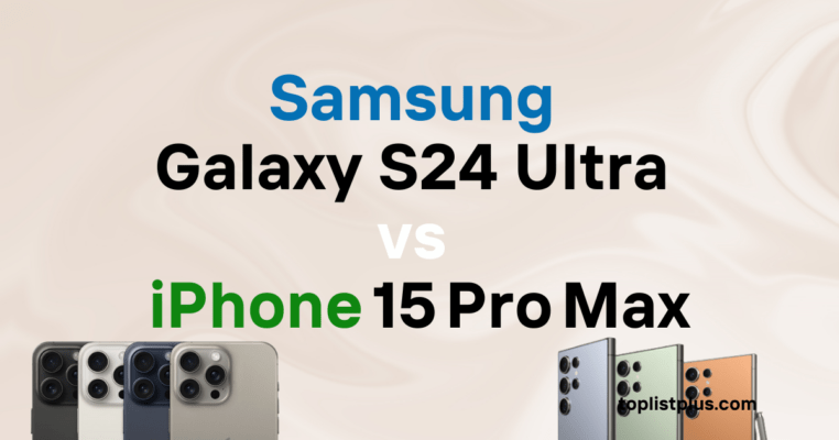 ภาพประกอบ Samsung Galaxy S24 Ultra vs iPhone 15 Pro Max แสดงดีไซน์ของทั้งสองรุ่นในมุมเปรียบเทียบ ระหว่าง Samsung Galaxy S24 Ultra และ iPhone 15 Pro Max เพื่อใช้ในบทความรีวิวเปรียบเทียบสมาร์ตโฟนระดับเรือธง