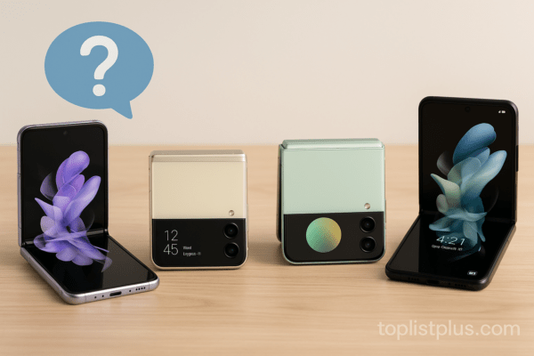 โทรศัพท์ Samsung Galaxy Z Flip รุ่นไหนดี วางเรียงบนโต๊ะไม้ โชว์ดีไซน์ฝาพับหรูหราในหลายสี