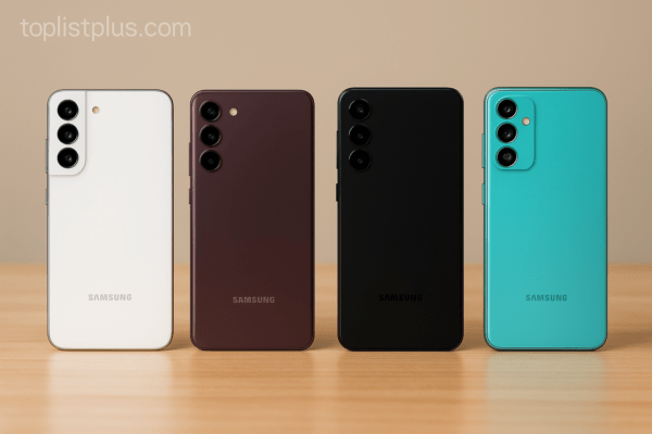 โทรศัพท์ Samsung สำหรับทำคอนเทนต์ รุ่นไหนดี จัดวางเรียงกันอย่างมีสไตล์บนโต๊ะไม้ เหมาะสำหรับการรีวิวและถ่ายคอนเทนต์