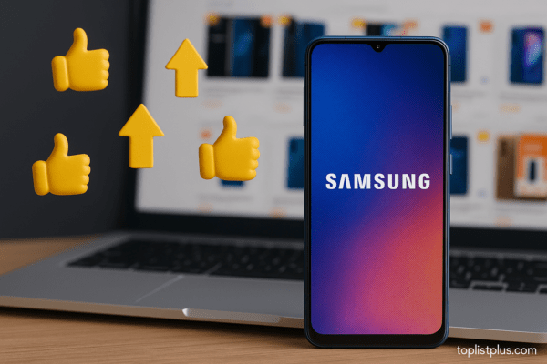 ภาพประกอบบทความ ทำไมโทรศัพท์ Samsung ถึงได้รับความนิยม แสดงสมาร์ตโฟน Samsung วางอยู่บนโต๊ะอย่างโดดเด่น สื่อถึงความนิยมและความน่าเชื่อถือของแบรนด์