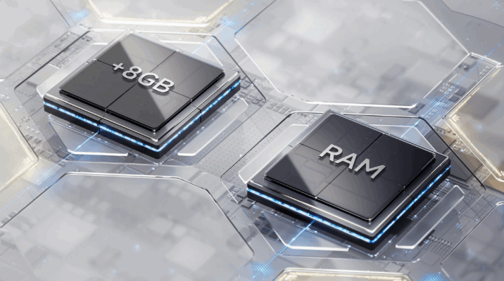 ภาพชิปหน่วยความจำ RAM และการเพิ่ม RAM 8GB (+8GB) เน้นย้ำส่วนประกอบสำคัญที่ต้องรู้ใน วิธีดูสเปกมือถือ Redmi ก่อนซื้อ