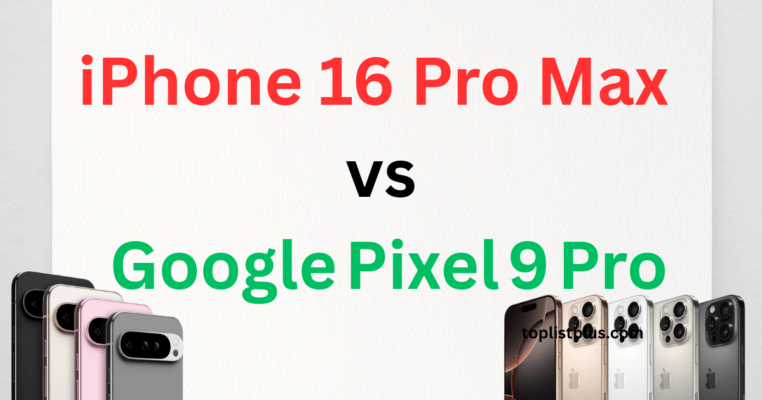 ภาพหน้าปกบทความเปรียบเทียบ iPhone 16 Pro Max vs Google Pixel 9 Pro แสดงภาพสมาร์ตโฟนทั้งสองรุ่น
