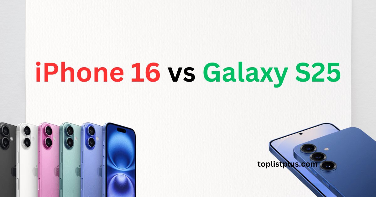 ภาพหน้าปกบทความ iPhone 16 vs Galaxy S25 แสดงดีไซน์ของสมาร์ตโฟนทั้งสองรุ่น เพื่อเปรียบเทียบความแตกต่างด้านดีไซน์และเทคโนโลยี