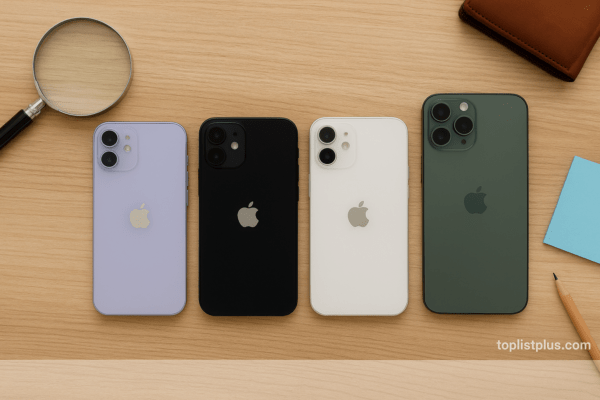 เคล็ดลับการเลือกซื้อ iPhone ราคาไม่เกิน 20000 รุ่นไหนดี พร้อมภาพ iPhone หลายรุ่นวางเรียงกันอย่างสวยงามบนโต๊ะไม้