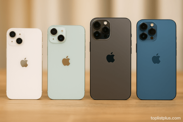 ภาพ iPhone ถ่ายวิดีโอดี รุ่นไหนดี วางเรียงบนโต๊ะทำงาน พร้อมอุปกรณ์ถ่ายวิดีโออย่างมืออาชีพ