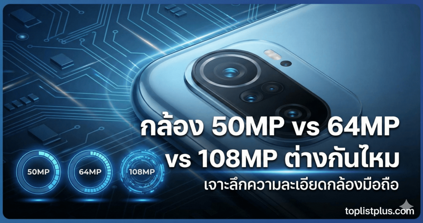 กล้อง 50MP vs 64MP vs 108MP ต่างกันไหม
