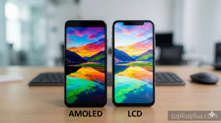เปรียบเทียบการแสดงผลหน้าจอระหว่าง AMOLED vs LCD บนสมาร์ทโฟนสองเครื่องที่วางคู่กัน