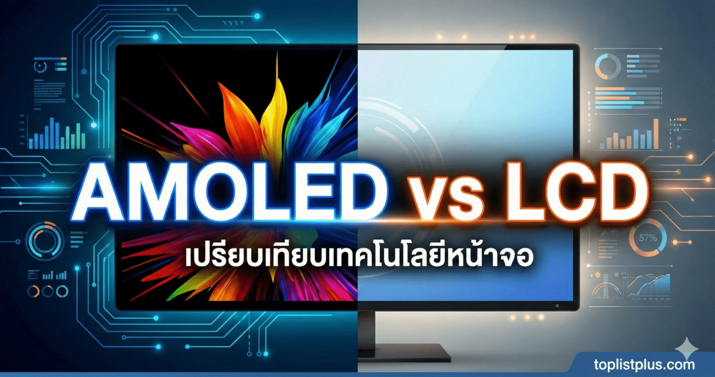 ภาพหน้าปกบทความเปรียบเทียบเทคโนโลยีหน้าจอ AMOLED vs LCD