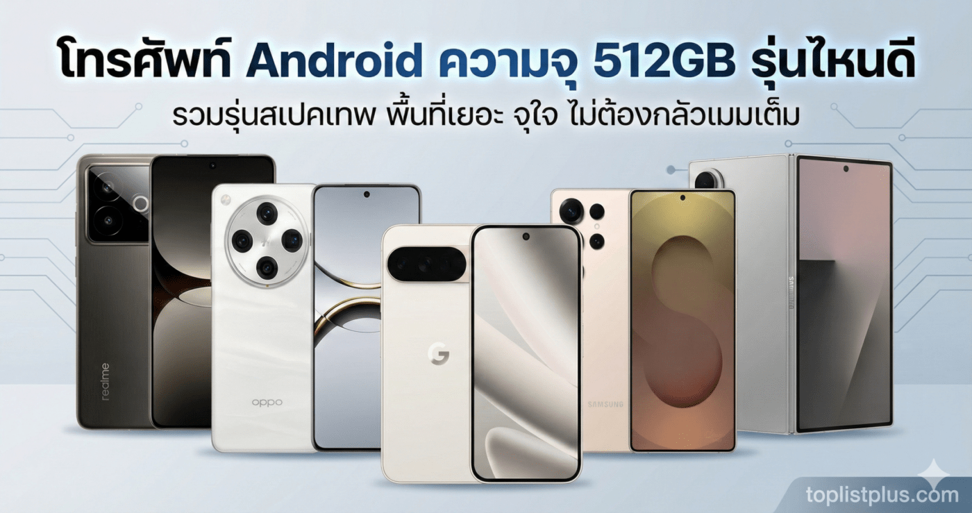รวมรุ่นมือถือสเปกแรง โทรศัพท์ Android ความจุ 512GB รุ่นไหนดี
