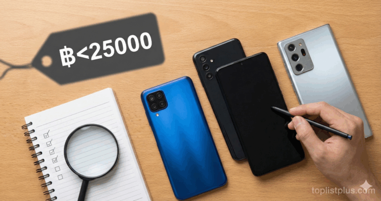 ภาพประกอบบทความเคล็ดลับการเลือกซื้อ โทรศัพท์ Android ไม่เกิน 25000 รุ่นไหนดี แสดงสมาร์ทโฟนหลายรุ่นให้เปรียบเทียบ