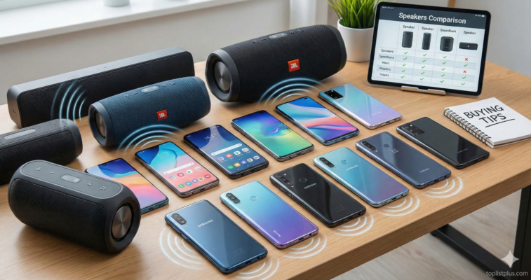 ภาพประกอบเคล็ดลับการเลือกซื้อ โทรศัพท์ Android ลำโพงดี รุ่นไหนดี แสดงการเปรียบเทียบคุณภาพเสียงจากสมาร์ทโฟนหลายรุ่น