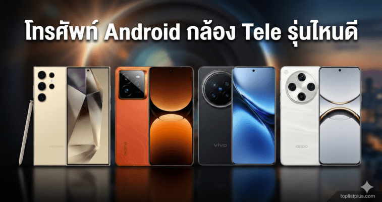 ภาพปกบทความ "โทรศัพท์ Android กล้อง Tele รุ่นไหนดี" เปรียบเทียบสมาร์ทโฟนกล้องซูมเทเลโฟโต้ที่ดีที่สุด