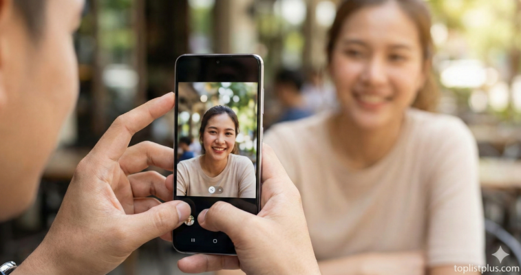 ภาพประกอบบทความเคล็ดลับการเลือกซื้อ โทรศัพท์ Android ถ่ายคนสวย รุ่นไหนดี แสดงคนกำลังใช้มือถือถ่ายภาพบุคคล