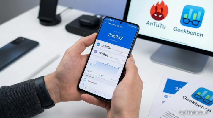ภาพมือถือ Android กำลังแสดงผลคะแนนทดสอบประสิทธิภาพจากแอป AnTuTu ซึ่งเป็นส่วนหนึ่งของ วิธีเช็กความแรงมือถือ Android (AnTuTu Geekbench)