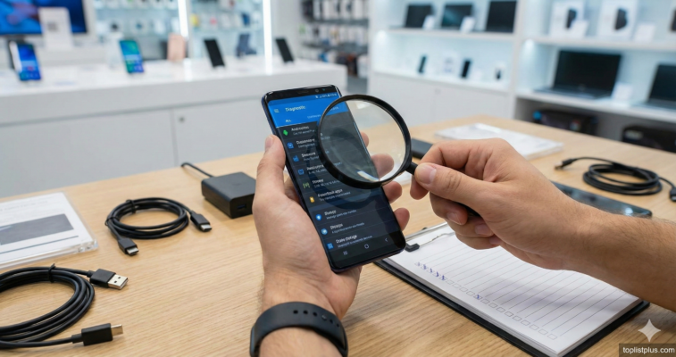 ภาพประกอบแสดงขั้นตอนการตรวจสอบสภาพเครื่องและระบบ ซึ่งเป็นส่วนหนึ่งของ วิธีเช็คโทรศัพท์ Android ก่อนซื้อ