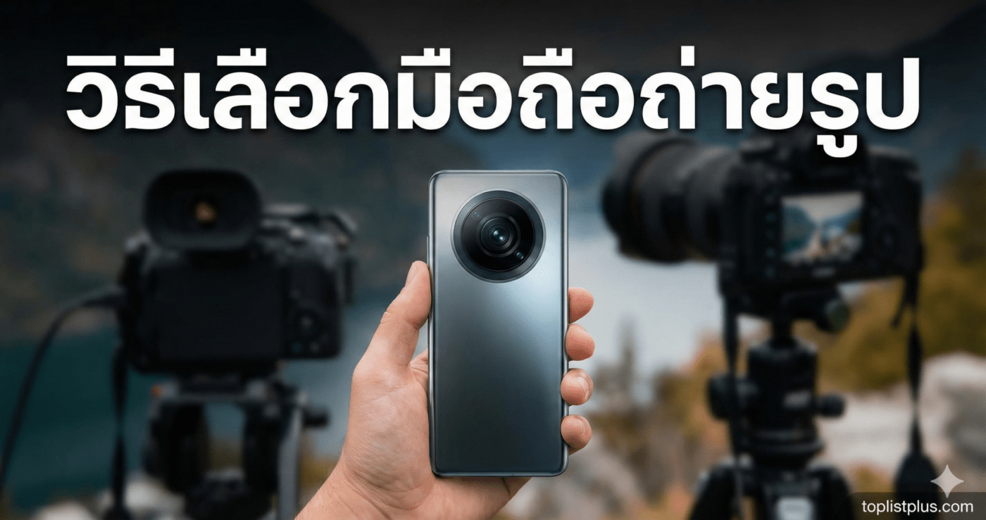 ภาพหน้าปกบทความ "วิธีเลือกมือถือถ่ายรูป" แสดงสมาร์ทโฟนและกล้องถ่ายรูป