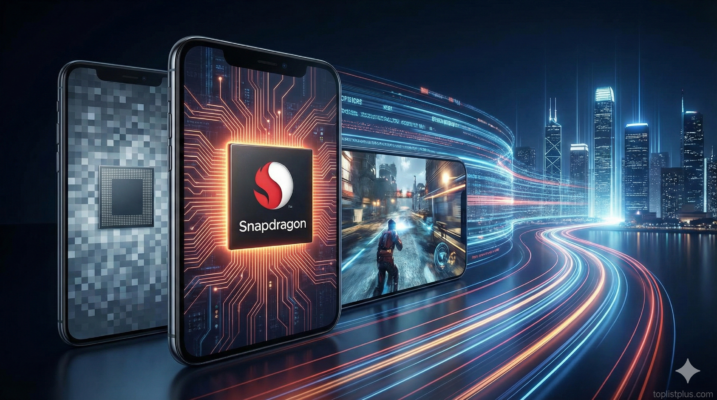 ภาพกราฟิกสมาร์ทโฟนแสดงชิปเซ็ต Snapdragon และการเล่นเกมที่ลื่นไหล สื่อถึงประสิทธิภาพความแรงเพื่อประกอบบทความว่า ชิป Snapdragon ดีไหม