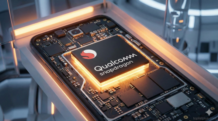 ภาพระยะใกล้ชิปประมวลผล Qualcomm Snapdragon บนแผงวงจรสมาร์ทโฟน ประกอบบทความ ชิป Snapdragon ดีไหม