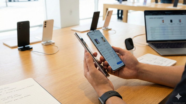 คนกำลังถือเปรียบเทียบดีไซน์สมาร์ทโฟนเพื่อเป็นแนวทางในการเลือกซื้อ โทรศัพท์ บางเบา รุ่นไหนดี สำหรับปี 2025