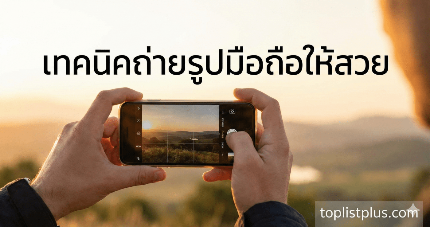 คนกำลังใช้สมาร์ทโฟนถ่ายภาพวิวทิวทัศน์เพื่อประกอบบทความเรื่องเทคนิคถ่ายรูปมือถือให้สวย