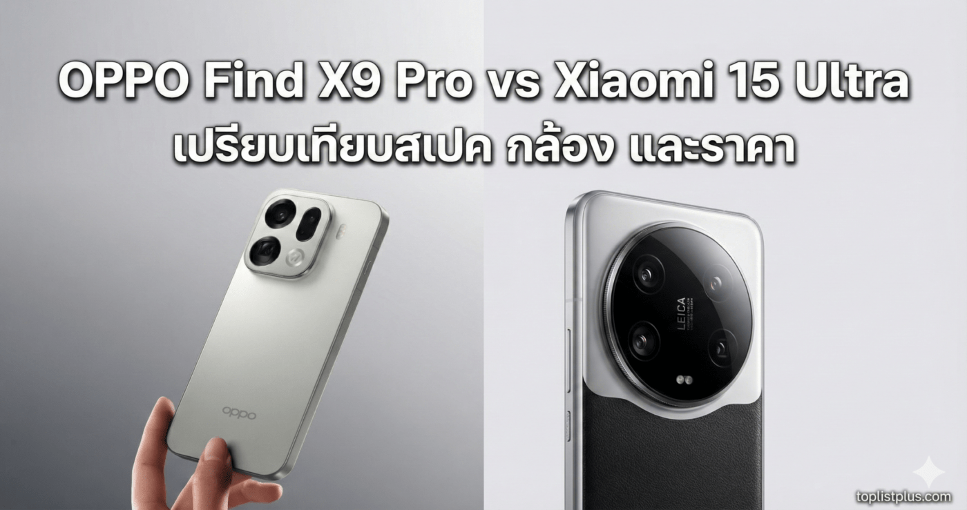 รูปเปรียบเทียบดีไซน์กล้องหลังระหว่าง OPPO Find X9 Pro vs Xiaomi 15 Ultra ซึ่งเป็นบทความรีวิวสเปก กล้อง และราคาของทั้งสองรุ่น